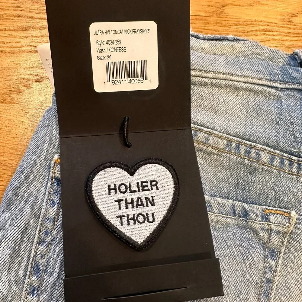 MOTHER "Superior"  NWT Ultra Hise Rise Button Fly Denim Shorts - $228 Retail - Picture 17 of 17